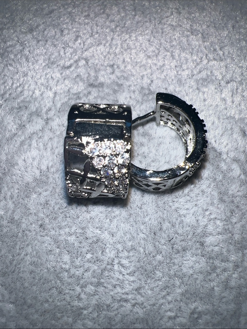 Silver Crystal Cluster Huggie Earrings - Sparkling Women's Hoops